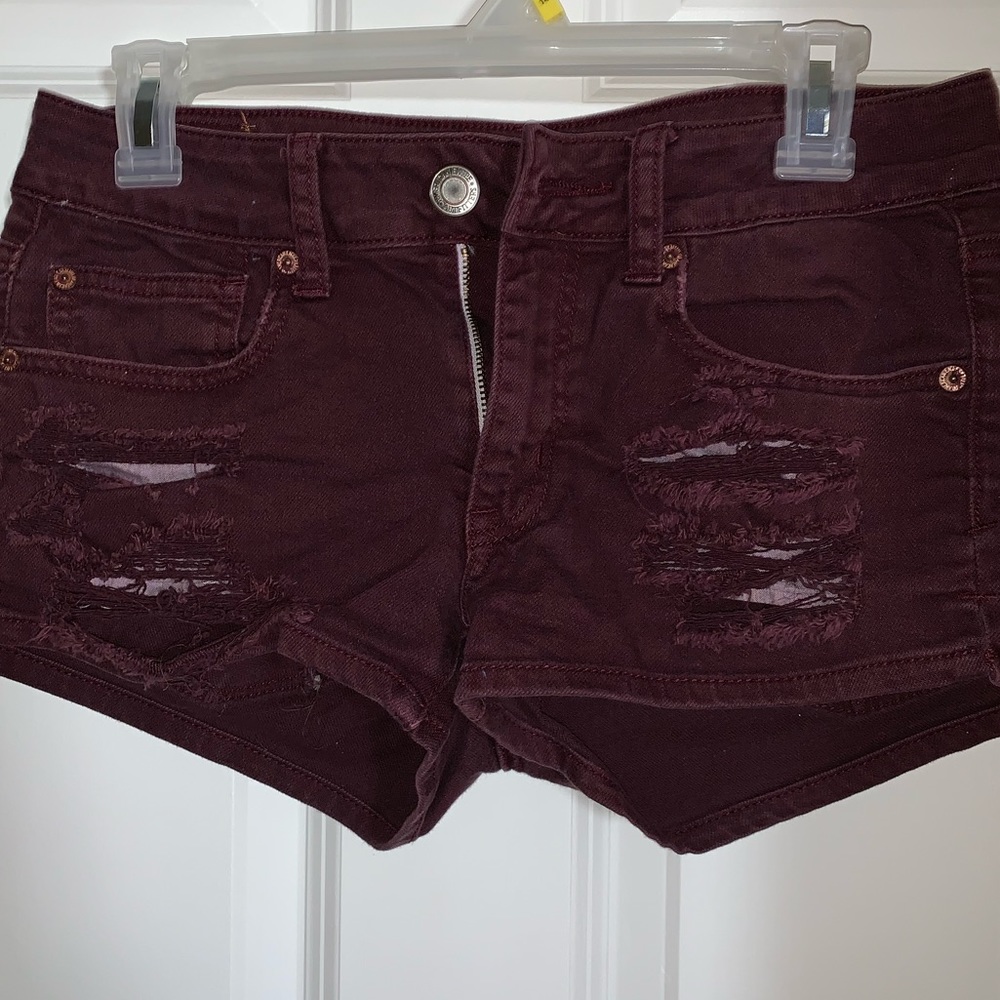 American Eagle Outfitter Maroon Ripped Shorts